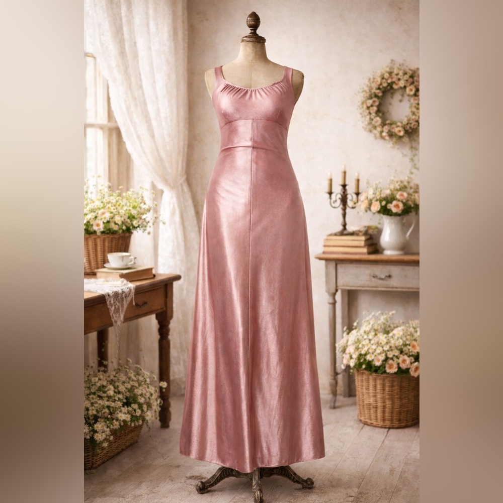 Vintage 1960’s Metallic Pink Maxi Dress